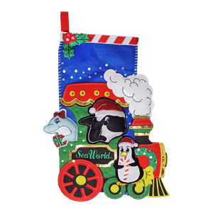 SeaWorld Christmas Animal Train Felt Stocking 18"